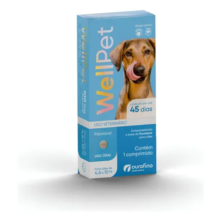 Antipulgas Carrapatos Ourofino Wellpet Cães 4.6-10kg 1 Comprimido Azul-celeste