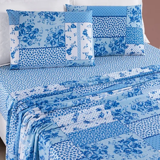 Jogo De Cama Casal Andreza King Florença 200 Fio Super Macio
