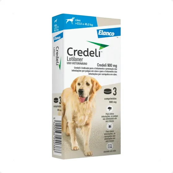 Comprimido antiparasitário para pulga Elanco Credeli para cachorro de 22kg a 45kg cor azul