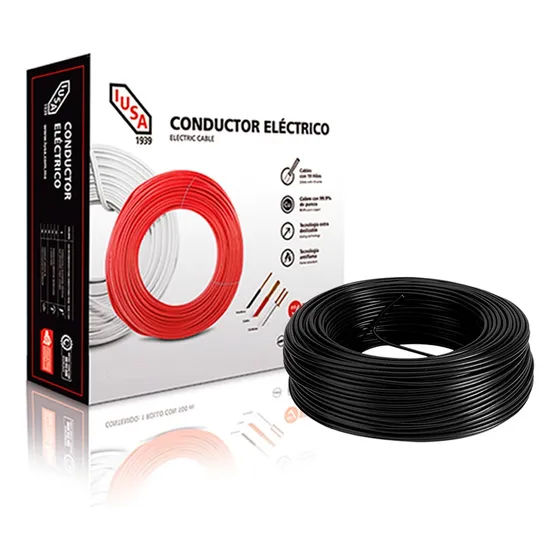 Caja 100 Mts Cable Iusa Negro Thw Cal 10 Awg 100%cobre