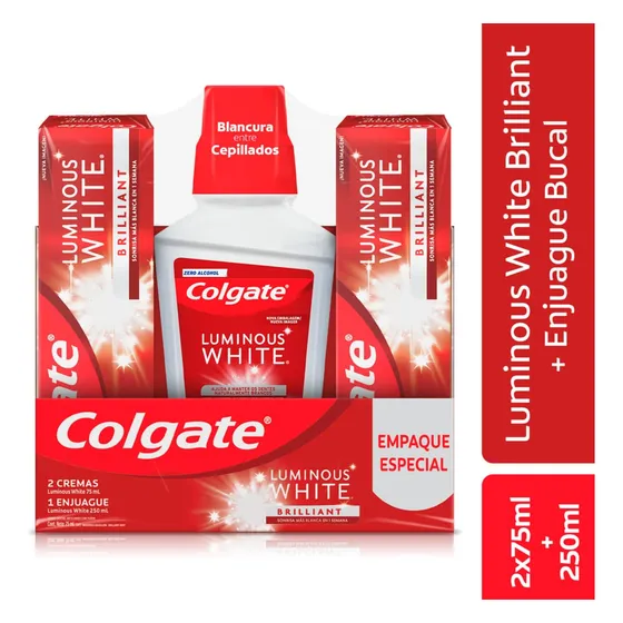 Oferta Crema Dental Colgate Luminous 2und X 75ml + Enjuague 