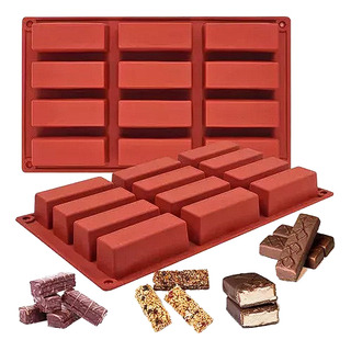 Molde De Silicone Retangular Barra Biscuit Doces 12cavidades Molde De Silicone Retangular Barra Biscuit Doces 12cavidades