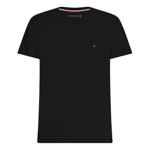 Camiseta Negra Slim Fit Cuello En V Esencial Tommy Hilfiger