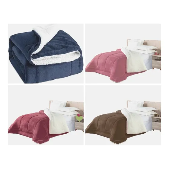  Kit 8 Coberdrom Sherpa Pele Carneiro Casal Queen Atacado 