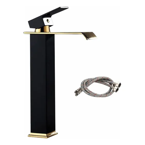 Grifo Monomando Mezclador Para Fregadero Baño Negro Y Oro 