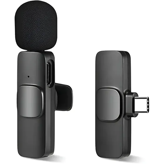 Mini Micrófono Solapa Inalámbrico Recargable Tipo C Android Color Negro | Cuotas sin interés