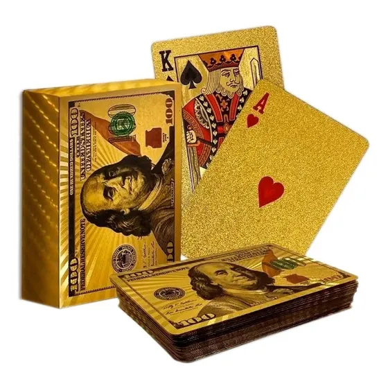 Cartas Poker Baraja De Cartas Dorado Lujo Ultra Fino