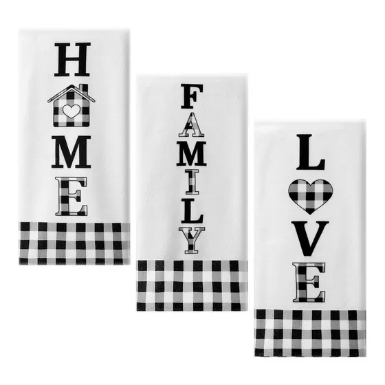 Juego 3 Toalla Cocina Cuadro Bufalo Para Hogar Familia