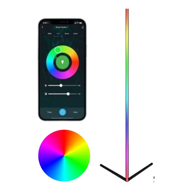 Lámpara Luz Nórdica Gamers De Pie Piso Pixel Bluetooth Led