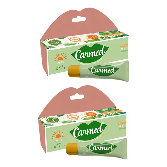 Kit 2 Carmed Raro Água De Coco Fps30 Protetor Labial 10g