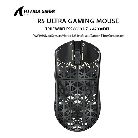 Mouse Gamer Inalámbrico Attack Shark R5 Ultra Liviano Black