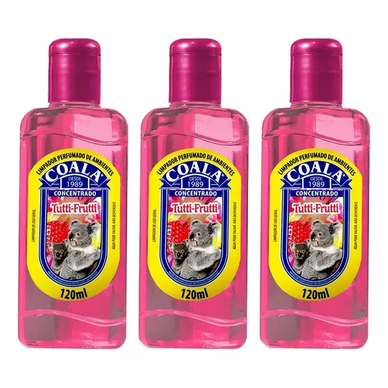 Kit 3 Coala Limpador Perfumad Concentrado Tutti Frutti 120ml