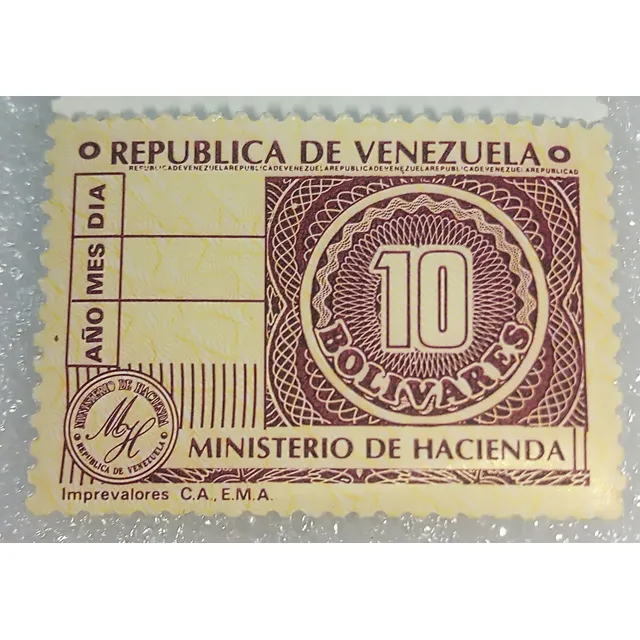 Timbre Fiscal 10 Bolívares, Antiguo Ministerio De Hacienda