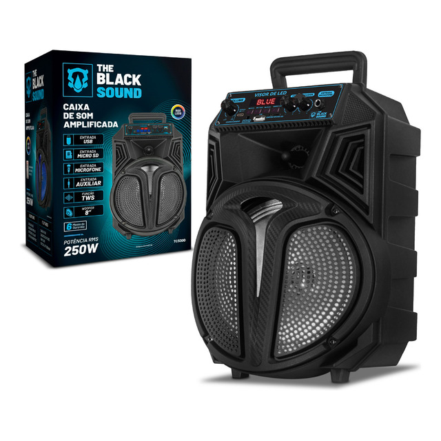 Caixa De Som Amplificada Bluetooth Rádio Fm 250w Rms Tws Led Rgb Portatil Sem Fio Usb Tcs3...