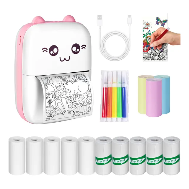 Impresora Térmica Portátil Bluetooth 14 Rollos De Papel
