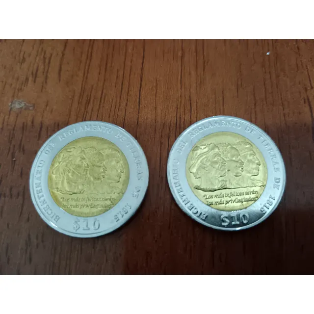 Moneda 10 Pesos Bicentenario 2015 Uruguay