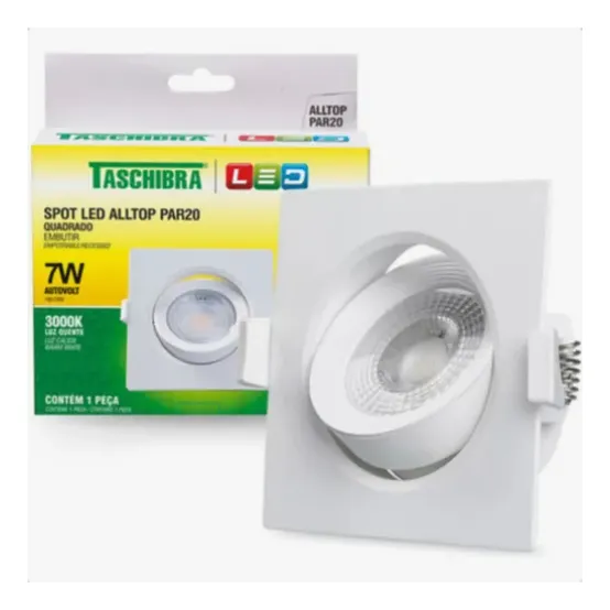 Spot Led Par20 Branco Embutir Luz Amarela 7w - Kit 2pç