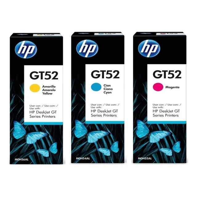 Combo De Tintas Hp Gt52 Cían Magenta Amarillo Original