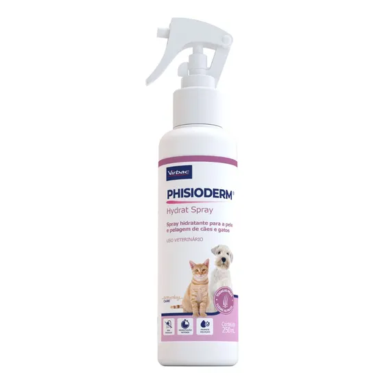 Phisioderm Hydrat Spray 250ml Hidratação Pele Pelagem Virbac