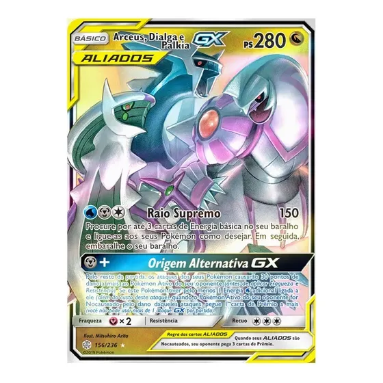 Carta Pokémon Arceus Dialga E Palkia Gx Eclipse Cósmico
