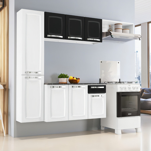 Cozinha De Aço Completa Itatiaia Armário Balcão Branco Preto Cozinha De Aço Completa Itatiaia Armário Balcão Branco Preto