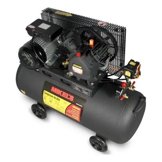 Compresor De Aire Electrico 3 Hp Con Banda 100 Lts Mikels