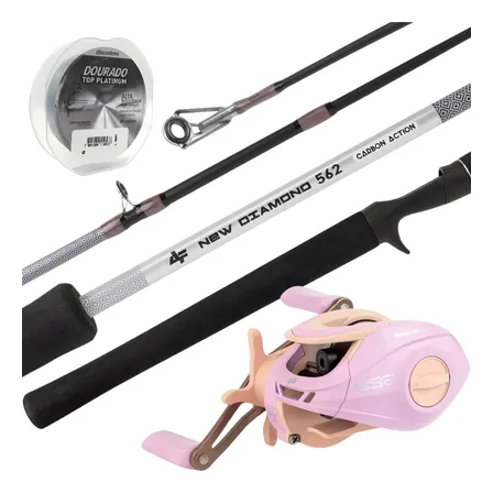 Carretlha New Jps22 Slin Rosa + 1,68m Pró E Linha Esq