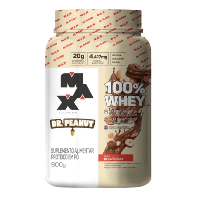 100% Whey Concentrado Dr Peanut 900g - Max Titanium