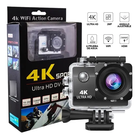 Cámara Portatil Multiusos Hd Impermeable 30m Wifi Soportes