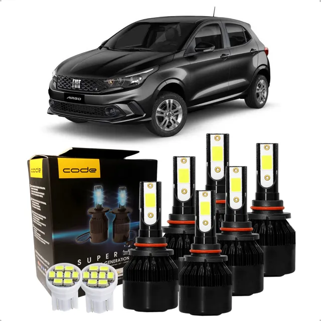 Kit 6 Lâmpadas Super Led Farol Duplo Alto Baixo Milha 8000k 
