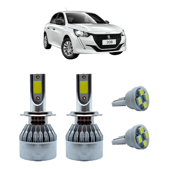 Lâmpada Super Ultra Led Farol Alto H1 + Pingo T10 Farolete