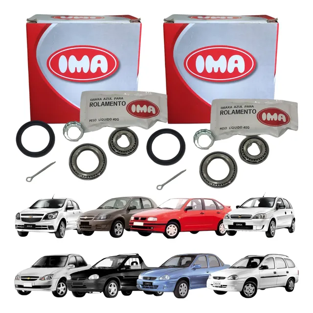 1 Par Kit Completo Rolamento De Roda Traseira Sem Abs