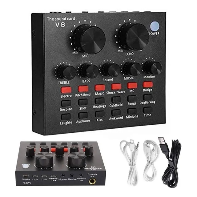 Tarjeta De Sonido Externa V8 Para Tutoriales, Videos En Vivo