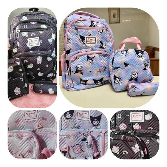 Bolso Morral Escolar Universitario Combo 3 Piezas De Kuromi