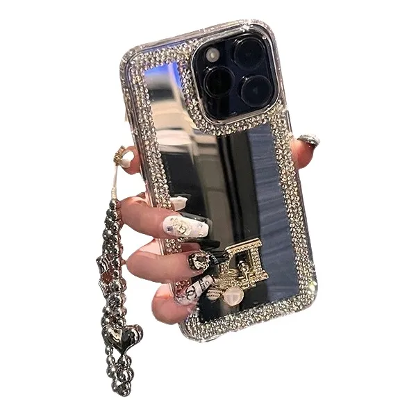 Funda Con Espejo Y Diamantes De Imitación For Apple 14/15 Pro Max