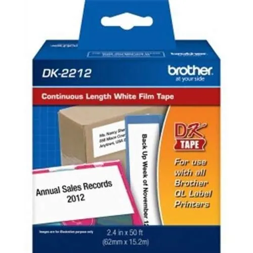 Cinta Brother Plastica Blanca Continua Rollo 23/7pulx50pie
