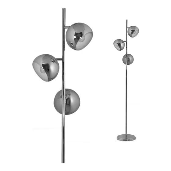 Lámpara De Pié Cromo 3 Luces Moderna Contemporanea Apto Led