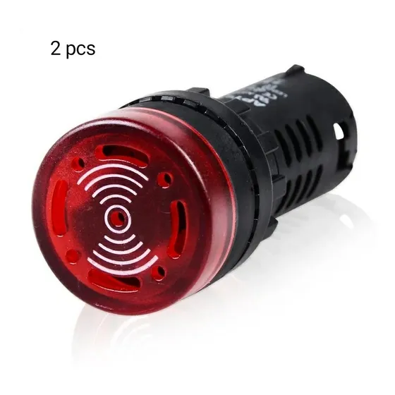 Luz Piloto Buzzer 22mm Roja Alarma Sirena 110/220v Pack 2