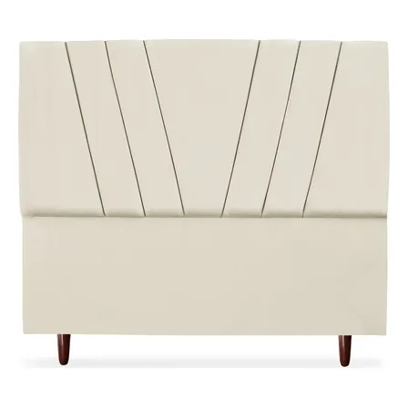Cabeceira Estofada Cama Box Casal 140cm Bélgica Suede Bege Bege Perola