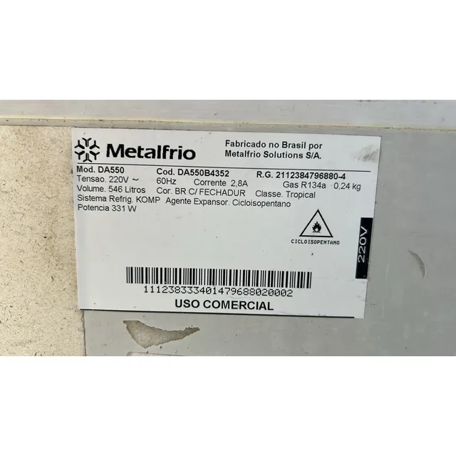 Freezer Horizontal Metalfrio Da550 - 546 L 220v