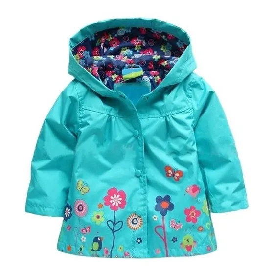 Impermeable Chaqueta Con Capucha Para Niñas 