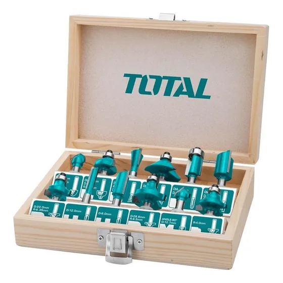 Set De 12 Fresas Para Router Total - 6mm, Juego Accesorios