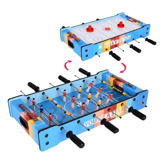 Futbolito Y Hockey Juego De Mesa Portátil 2 En 1 De Madera Mesa De Futbolito Multicolor