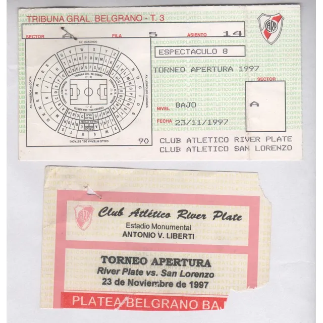 Antigua Entrada * Apertura  1997 * River Plate Vs Belgrano