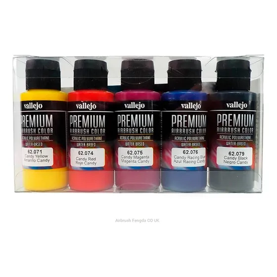 Set 5 Pinturas Aerógrafo 60ml Vallejo Colores Transparentes