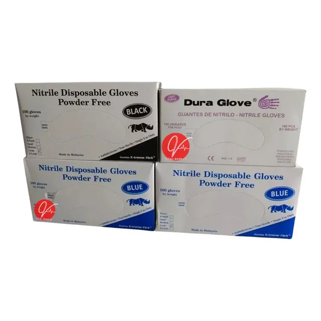 Guantes De Nitrilo L Y M , Azul, Morado, Negro