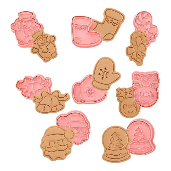 Cortador Galletas Cortadores Galletas Moldes Para Galletas Color Rosa Diseño 8 Cortador de Galletas Navidad CK-8