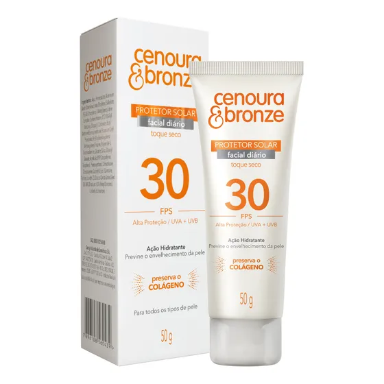 Protetor Solar Facial Cenoura Bronze Diário Fps 30 Com 50g