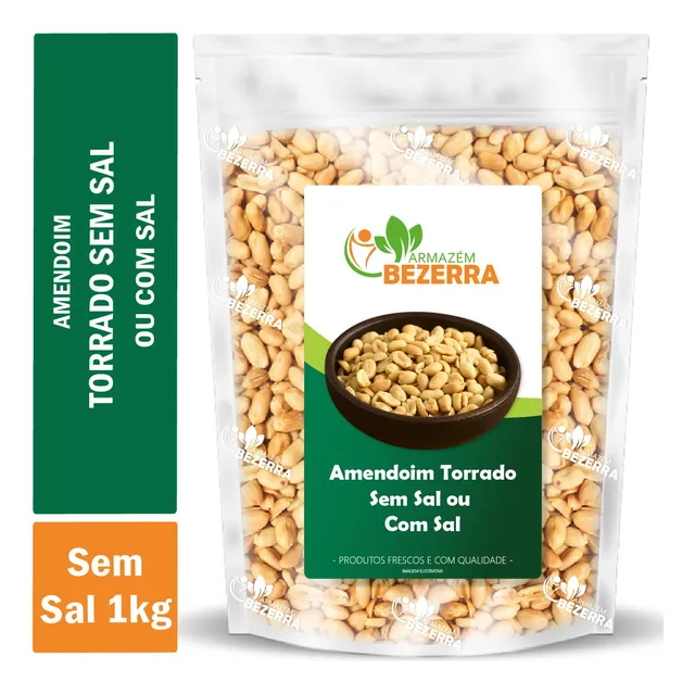 Amendoim Torrado Sem Sal Sem Pele Crocante - 1kg