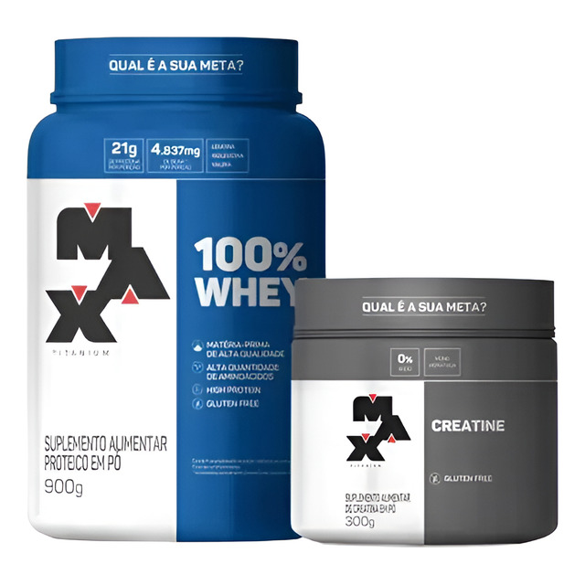 100% Whey Max Titanium 900g Pote + Creatina 300g Pura 100% Whey Max Titanium 900g Pote + Creatina 300g Pura